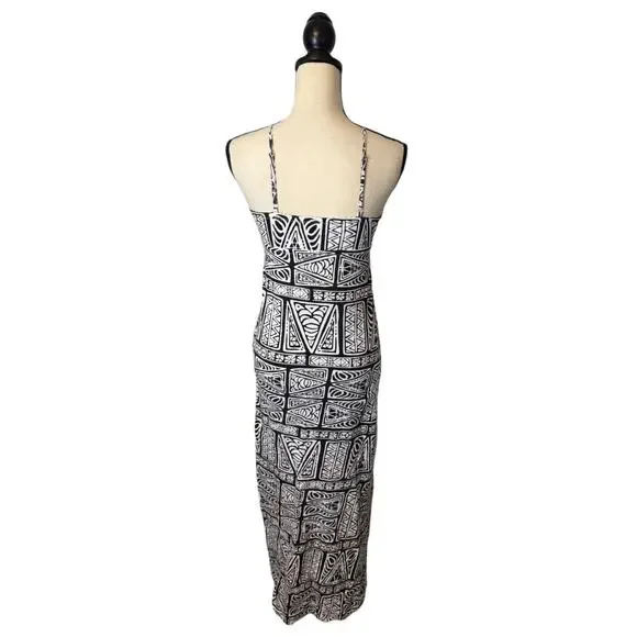 Y2K O'NEILL Abstract Allover Print Sleeveless Dress Womens Sz Small White/Black - Picture 4 of 8